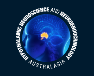 HNNA logo: circle with blue computer graphic head with hypothalamus in brain marked in yellow in the centre and name in white text around the edge